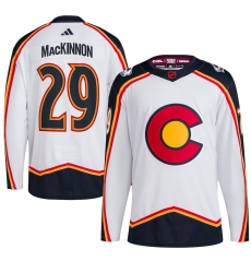 Men Colorado Avalanche 29 MacKINNON 2022 23 White Reverse Retro Stitched Jersey