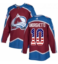 Youth Adidas Colorado Avalanche 10 Sven Andrighetto Authentic Burgundy Red USA Flag Fashion NHL Jersey 