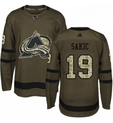 Youth Adidas Colorado Avalanche 19 Joe Sakic Authentic Green Salute to Service NHL Jersey 