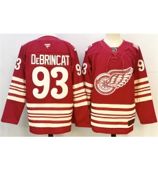 Men Detroit Red Wings 93 Alex DeBrincat Red 2025 26 Centennial Premium Stitched Hockey Jersey