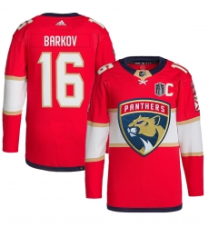 Men Florida Panthers 16 Aleksander Barkov Red 2024 Stanley Cup Final Patch Stitched Jersey