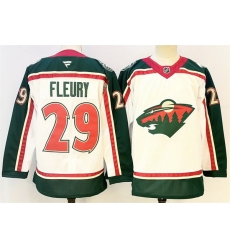 Men Minnesota Wild 29 Marc Andre Fleury White 2025 25th Anniversary Stitched Hockey Jersey