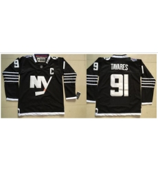 New York Islanders #91 John Tavares Black Alternate Stitched NHL Jersey