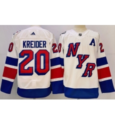 Men New York Rangers 20 Chris Kreider White 2023 2024 Stadium Series Stitched Jersey