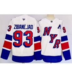 Men New York Rangers 93 Mika Zibanejad White 2024 25 Stadium Series Stitched Jersey