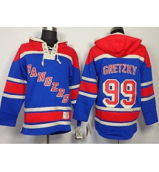 New York Rangers 99 Wayne Gretzky Blue Lace-Up Jersey Hoodies