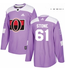 Youth Adidas Ottawa Senators 61 Mark Stone Authentic Purple Fights Cancer Practice NHL Jersey 