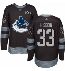 Mens Adidas Vancouver Canucks 33 Henrik Sedin Premier Black 1917 2017 100th Anniversary NHL Jersey 