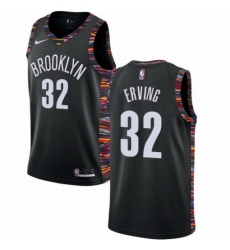 Mens Nike Brooklyn Nets 32 Julius Erving Swingman Black NBA Jersey 2018 19 City Edition