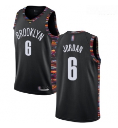 Nets #6 DeAndre Jordan Black Basketball Swingman City Edition 2018 19 Jersey