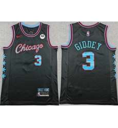 Men Chicago Bulls 3 Josh Giddey Black 2025 26 City Edition Stitched Basketball Jersey