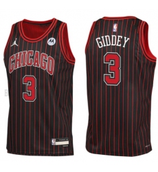 Men Chicago Bulls Josh Giddey #3 Red Black Stips Stitched NBA Jersey