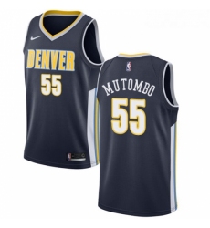 Youth Nike Denver Nuggets 55 Dikembe Mutombo Swingman Navy Blue Road NBA Jersey Icon Edition