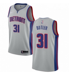 Mens Nike Detroit Pistons 31 Caron Butler Authentic Silver NBA Jersey Statement Edition