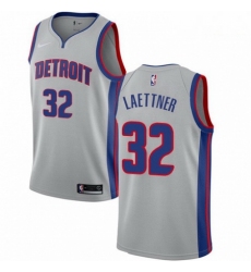 Mens Nike Detroit Pistons 32 Christian Laettner Authentic Silver NBA Jersey Statement Edition