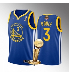 Men's Golden State Warriors #3 Jordan Poole 2022 Royal NBA Finals Champions Stitched Jersey