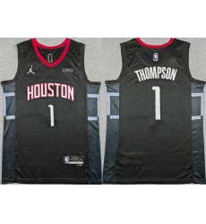 Men Houston Rockets 1 Amen Thompson Black Statement Edition Stitched Jersey Men Houston Rockets 1 Amen Thompson Black Statement Edition Stitched Jersey