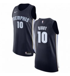 Mens Nike Memphis Grizzlies 10 Mike Bibby Authentic Navy Blue Road NBA Jersey Icon Edition 