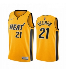 Men Miami Heat 21 Dewayne Dedmon Yellow NBA Swingman 2020 21 Earned Edition Jersey