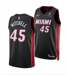 Men Miami Heat 45 Davion Mitchell Black 2025 Icon Edition Swingman Stitched Basketball Jersey