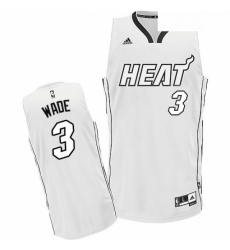 Mens Adidas Miami Heat 3 Dwyane Wade Swingman White On White NBA Jersey