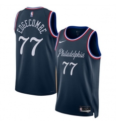 Men Philadelphia 76ers 77 VJ Edgecombe Navy 2025 26 City Edition Stitched Jersey