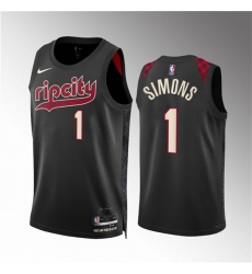 Men Portland Trail Blazers 1 Anfernee Simons Black 2023 24 City Edition Stitched Basketball Jersey