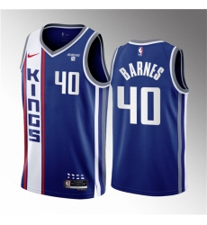 Men Sacramento Kings 40 Harrison Barnes Blue 2023 24 City Edition Stitched Basketball Jersey