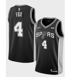 Men San Antonio Spurs 4 De 27Aaron Fox Black 2025 Icon Edition Stitched Basketball Jersey