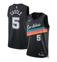 Men San Antonio Spurs 5 Stephon Castle Black 2025 26 City Edition Stitched Basketball Jersey