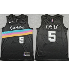Men San Antonio Spurs 5 Stephon Castle Black 2025 26 City Edition Stitched Basketball Jersey Men San Antonio Spurs 5 Stephon Castle Black 2025 26 City Edition Stitched Basketball Jersey