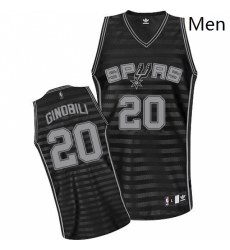 Mens Adidas San Antonio Spurs 20 Manu Ginobili Authentic BlackGrey Groove NBA Jersey