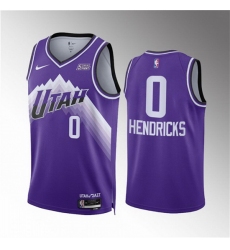 Men Utah Jazz 0 Taylor Hendricks Purple 2023 24 City Edition Stitched Basketball Jersey