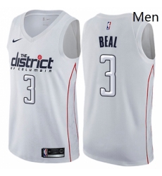 Mens Nike Washington Wizards 3 Bradley Beal Swingman White NBA Jersey City Edition 