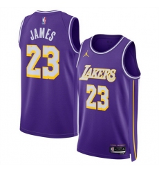 Men Los Angeles Lakers 23 LeBron James Purple 2025 Statement Edition Stitched Basketball Jersey