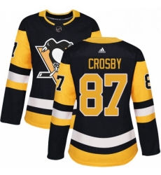 Womens Adidas Pittsburgh Penguins 87 Sidney Crosby Authentic Black Home NHL Jersey 