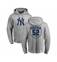 Men MLB Nike New York Yankees 52 CC Sabathia Gray RBI Pullover Hoodie