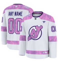 Men Women Youth New Jersey Devils Fanatics 2024 Hockey Fights Cancer Custom Practice Jersey White