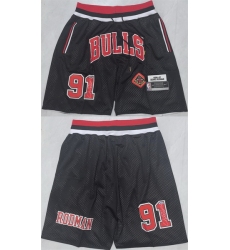 Men Chicago Bulls 91 Dennis Rodman Black 2025 Shorts Men Chicago Bulls 91 Dennis Rodman Black 2025 Shorts