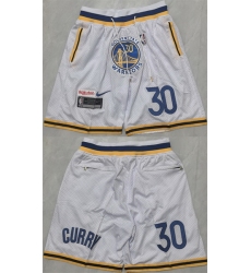 Men Golden State Warriors 30 Stephen Curry White Shorts Men Golden State Warriors 30 Stephen Curry White Shorts