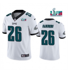 Men Women Youth Toddler Philadelphia Eagles 26 Miles Sanders White Super Bowl LVII Patch Vapor Untouchable Limited Stitched Jersey