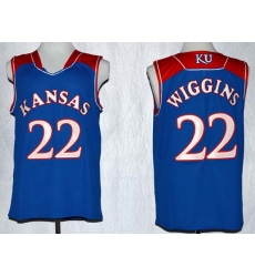 Mens Ncaa Nba Kansas Jayhawks #22 Wiggins Blue Jersey