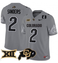 Men Colorado Buffaloes #2 Shedeur Sanders Gray Vapor Limited Stitched Football Jersey