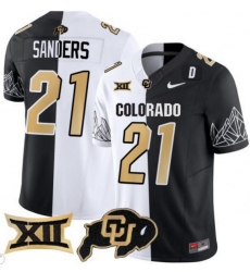 Men Colorado Buffaloes #21 Shilo Sanders White Black Split  Vapor Limited Stitched Football Jersey