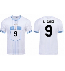 Men Uruguay #9 Luis Suarez Soccer 2024 Jersey White