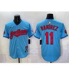 Men Cleveland Guardians 11 Jos E9 Ram EDrez Blue Vapor Premier Limited Stitched Baseball Jersey