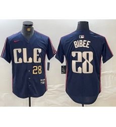 Men Cleveland Guardians 28 Tanner Bibee Navy 2024 City Connect Limited Stitched jerseys