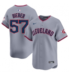 Men Cleveland Guardians 57 Shane Bieber Grey 2025 Alternate Limited Stitched Baseball Jersey