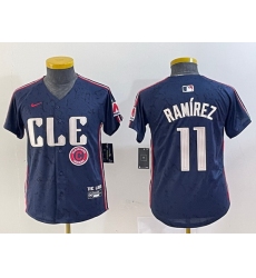 Youth Cleveland Guardians 11 Jose Ramirez Navy 2024 City Connect Limited Stitched Baseball Jersey 2