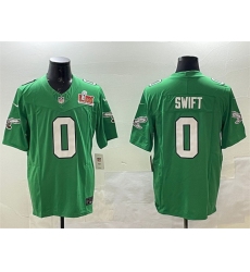 Men Philadelphia Eagles 0 D 27Andre Swift Green 2025 Super Bowl LIX Patch F U S E  Throwback Vapor Untouchable Limited Stitched Football Jersey